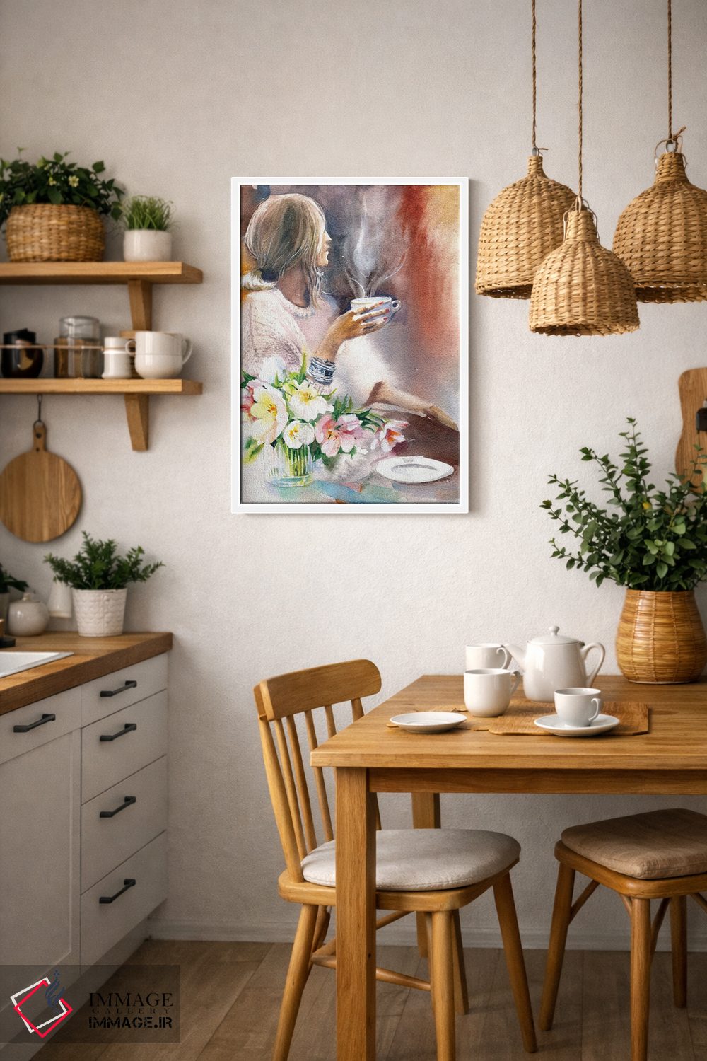 تابلو دکوراتیو لاله و قهوه اثر مارینا ایگناتووا - D3W