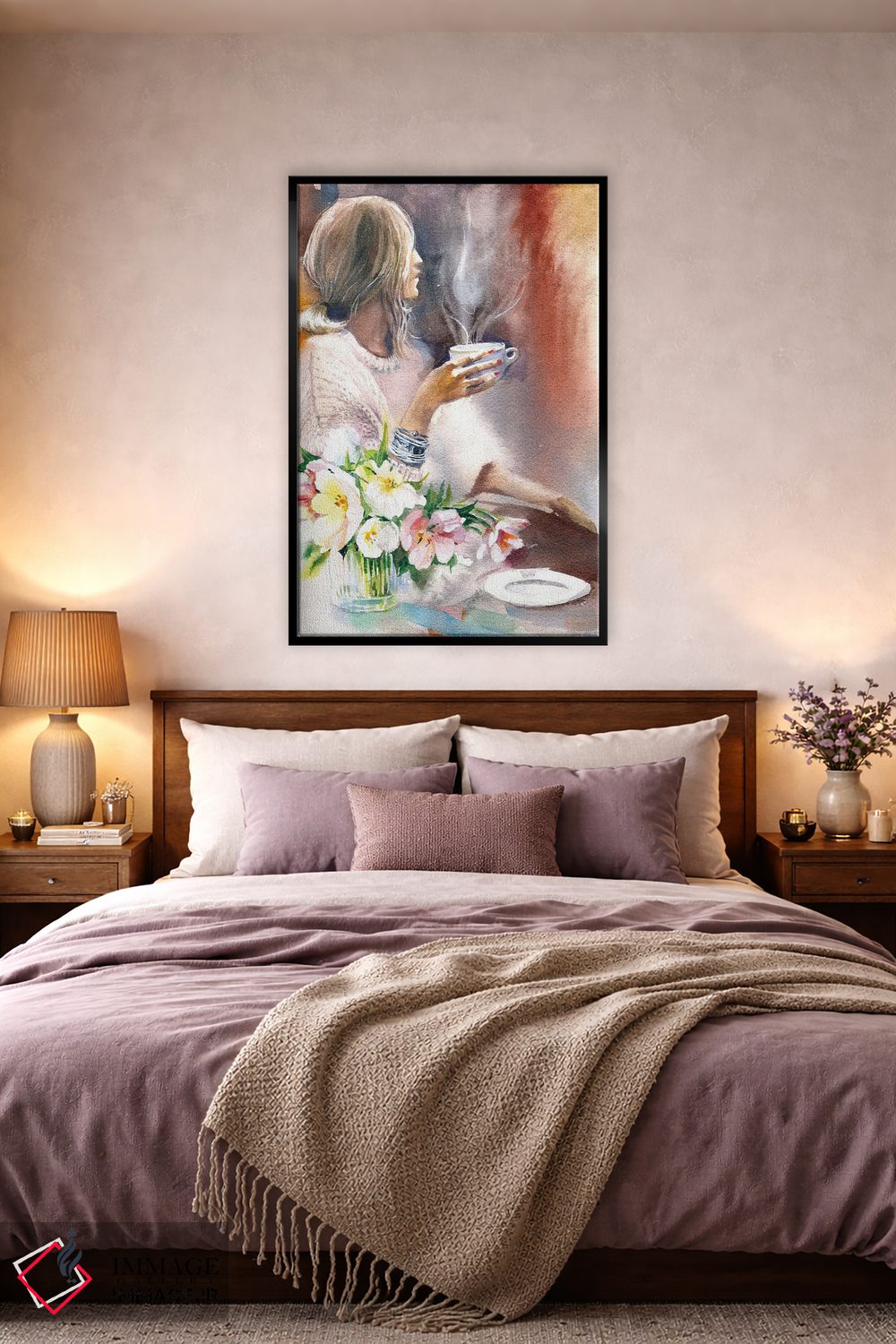 تابلو دکوراتیو لاله و قهوه اثر مارینا ایگناتووا - D5B