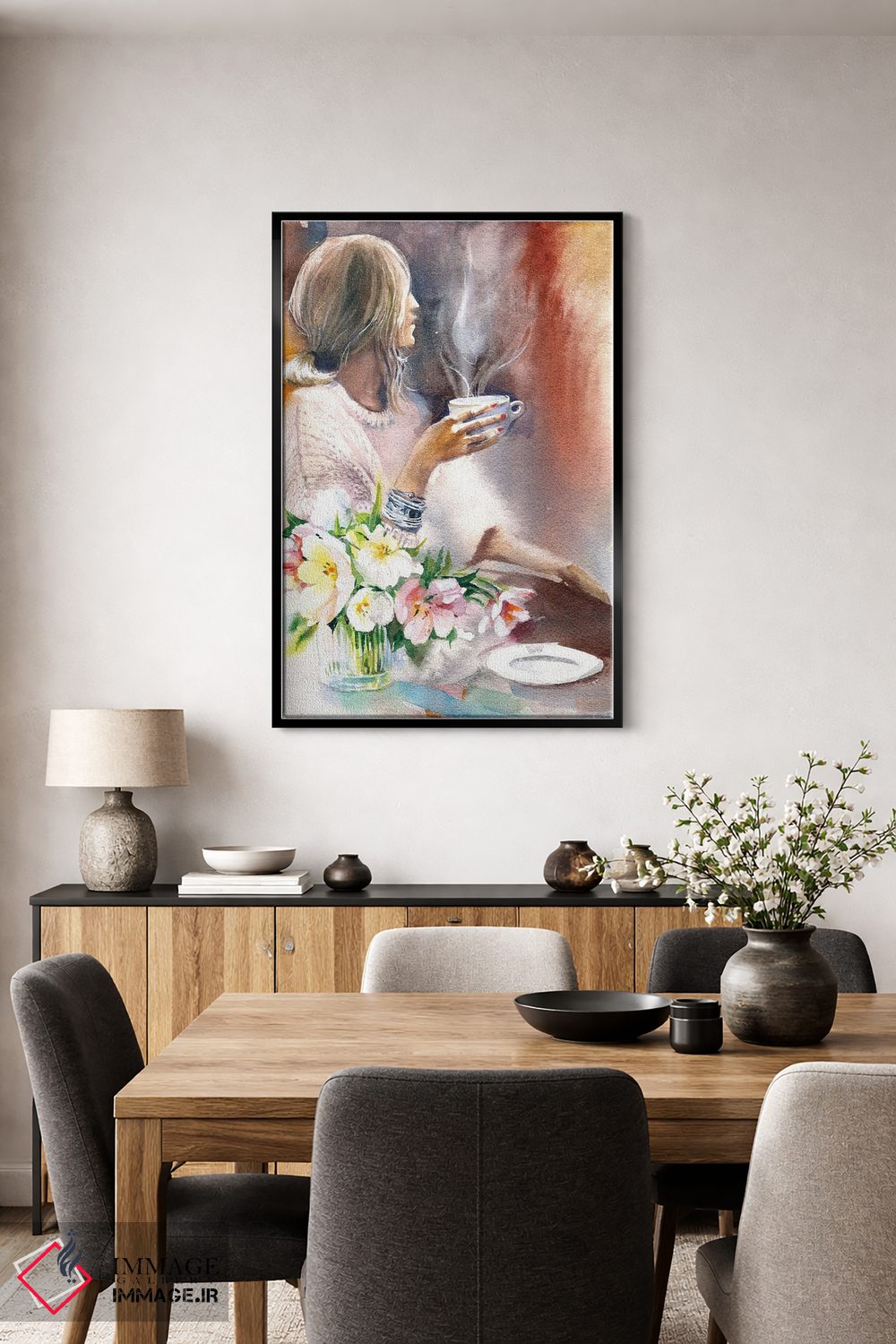 تابلو دکوراتیو لاله و قهوه اثر مارینا ایگناتووا - D6B