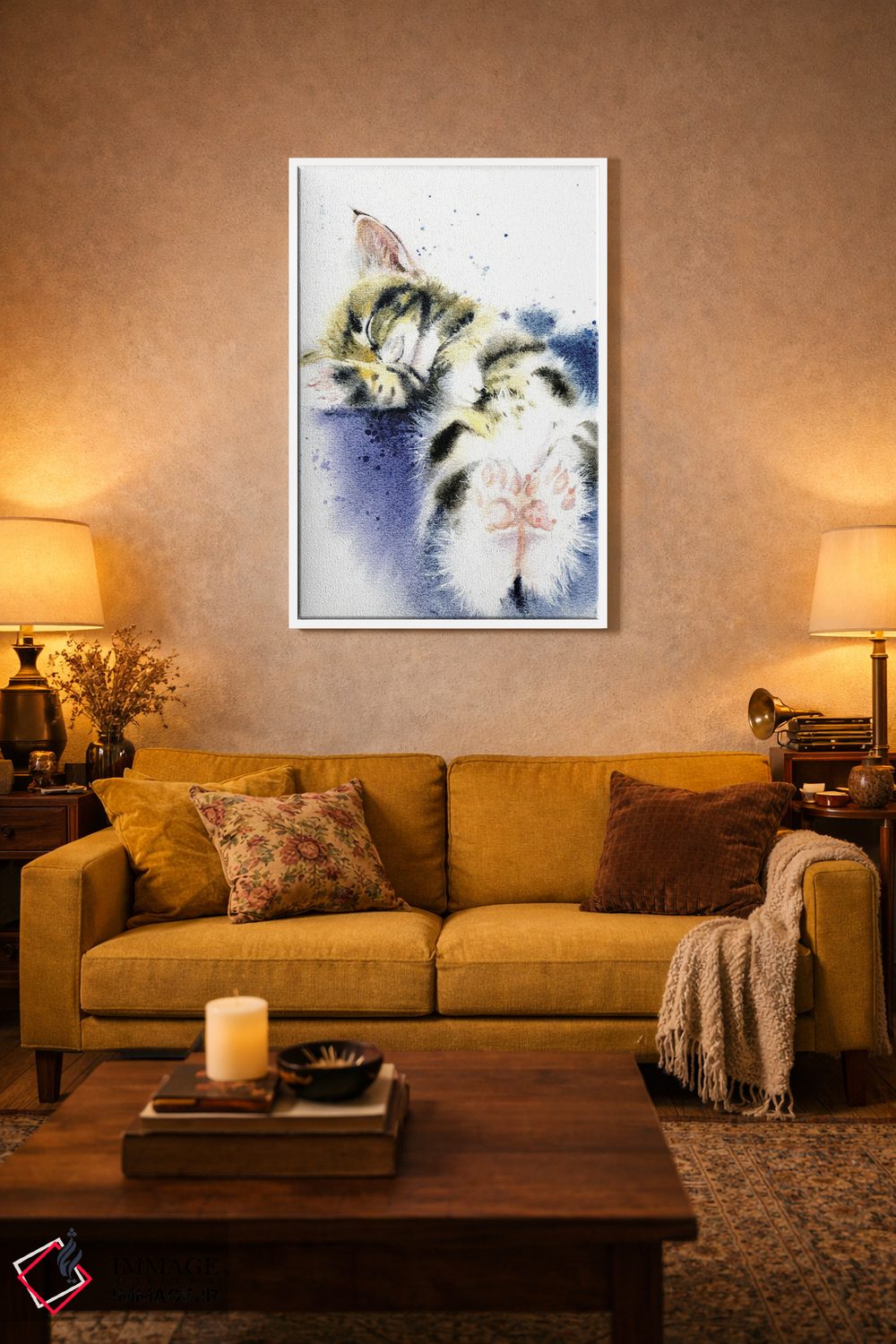 تابلو دکوراتیو بچه گربه خوابیده اثر مارینا ایگناتووا - D2W