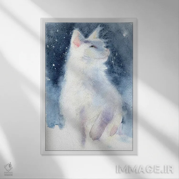 تابلو دکوراتیو بچه گربه سفید II اثر مارینا ایگناتووا - نمای قابدار سفید