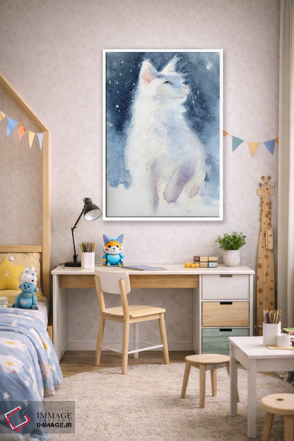 تابلو دکوراتیو بچه گربه سفید II اثر مارینا ایگناتووا - D1W