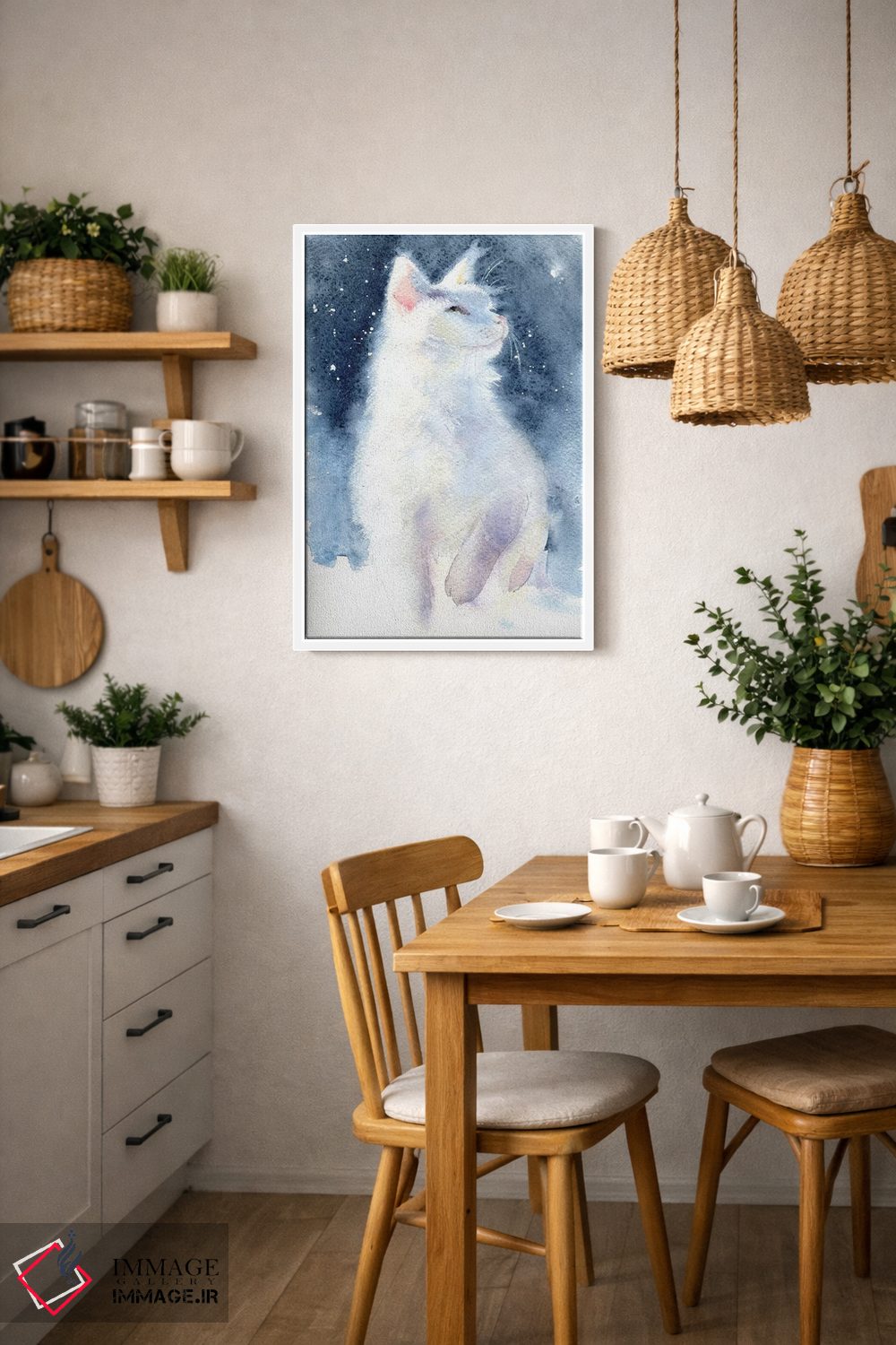 تابلو دکوراتیو بچه گربه سفید II اثر مارینا ایگناتووا - D3W