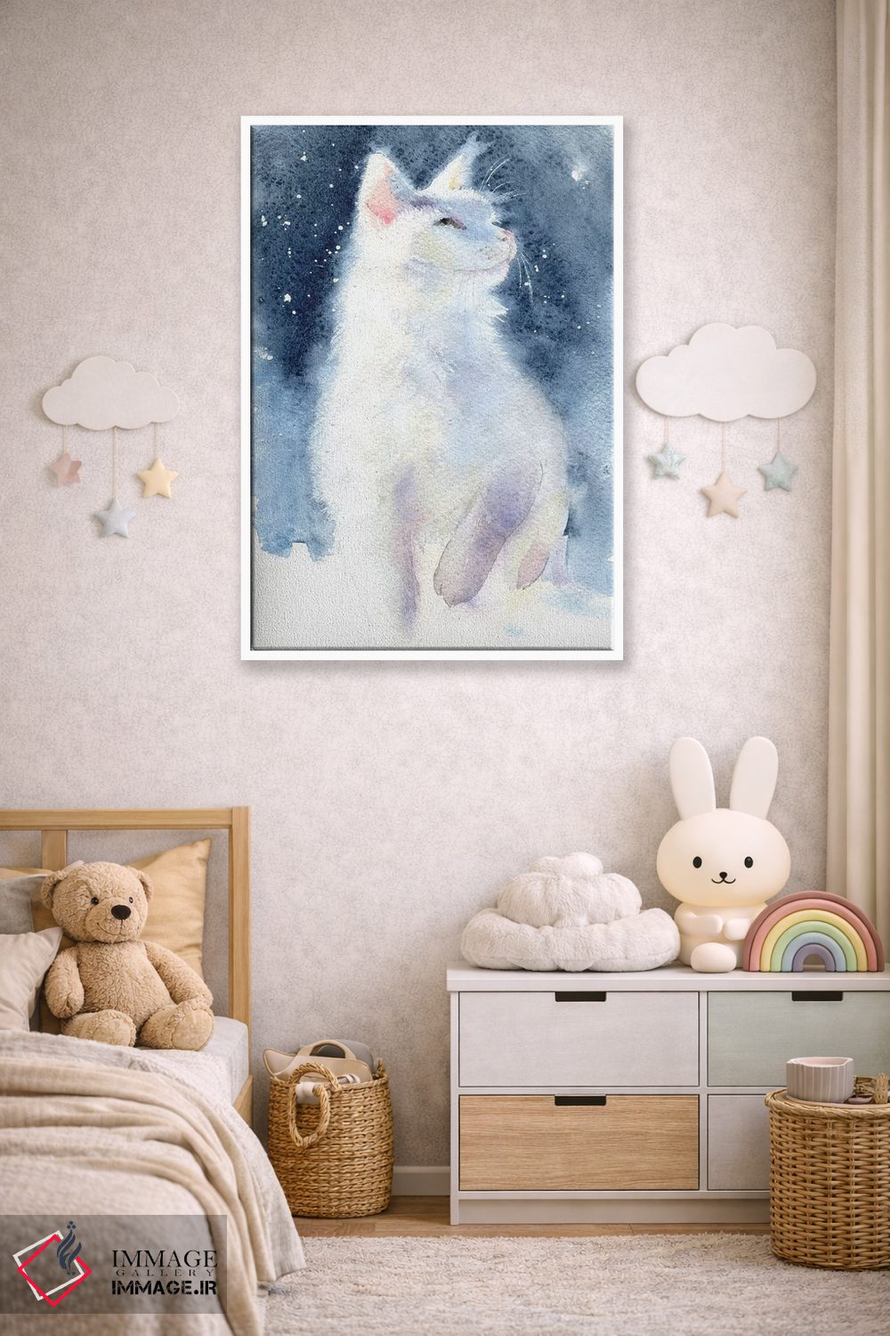 تابلو دکوراتیو بچه گربه سفید II اثر مارینا ایگناتووا - D4W