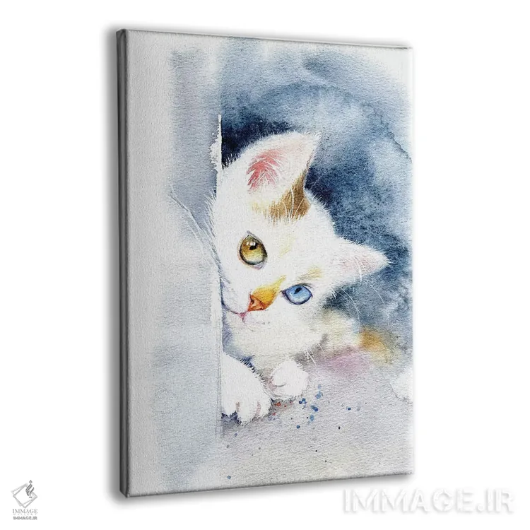 تابلو دکوراتیو بچه گربه با چشم های رنگارنگ اثر مارینا ایگناتووا - نمای پرسپکتیو محصول