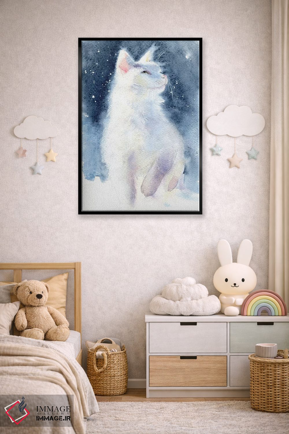 تابلو دکوراتیو بچه گربه سفید II اثر مارینا ایگناتووا - D6B