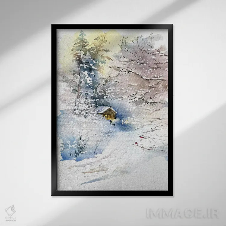 تابلو دکوراتیو زمستان اثر مارینا ایگناتووا - نمای قابدار مشکی