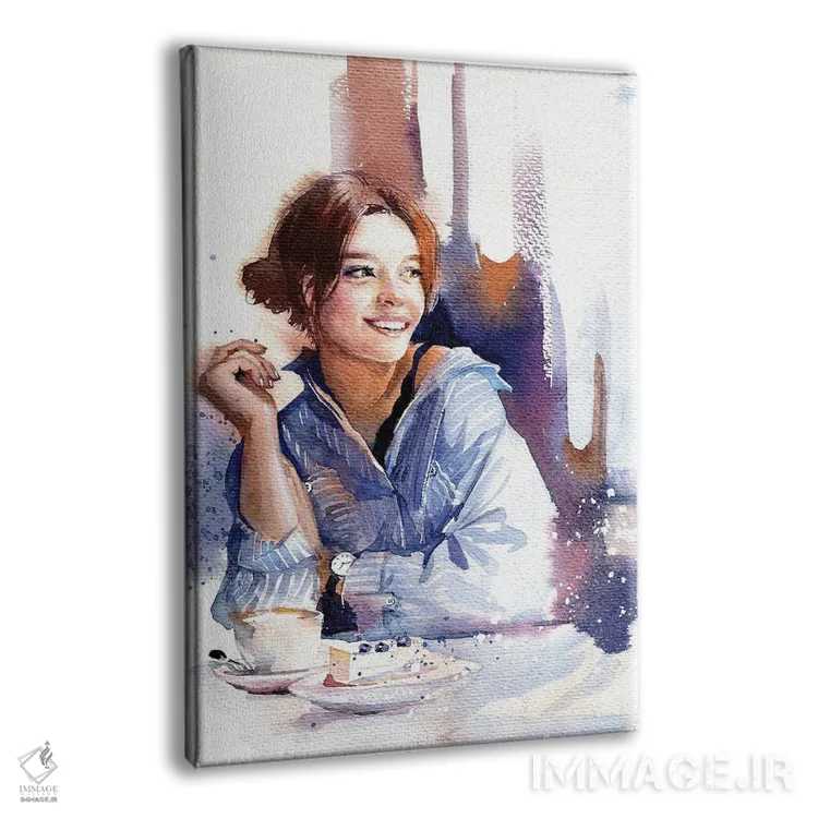 تابلو دکوراتیو دختر آبی پوش اثر مارینا ایگناتووا - نمای پرسپکتیو محصول