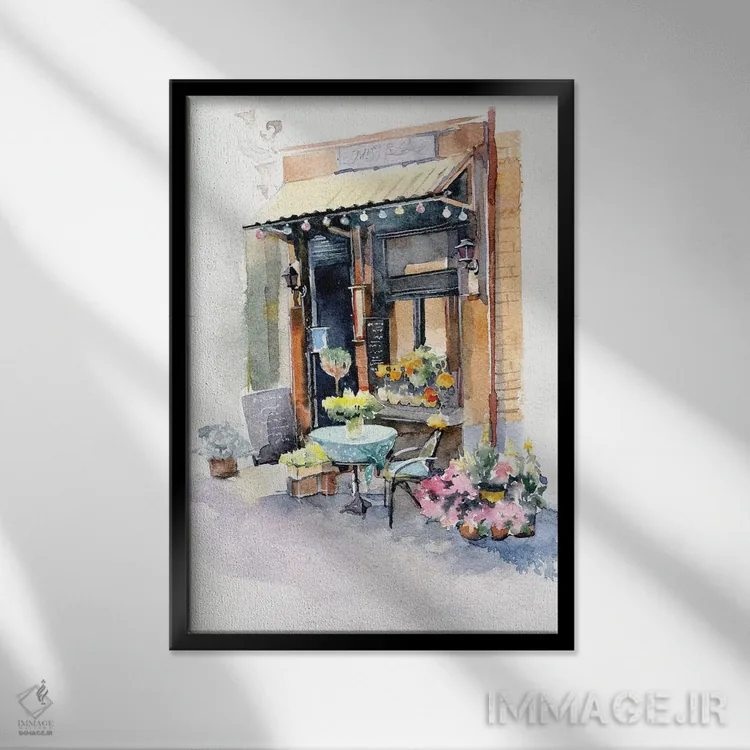 تابلو دکوراتیو فروشگاه کوچک اثر مارینا ایگناتووا - نمای قابدار مشکی