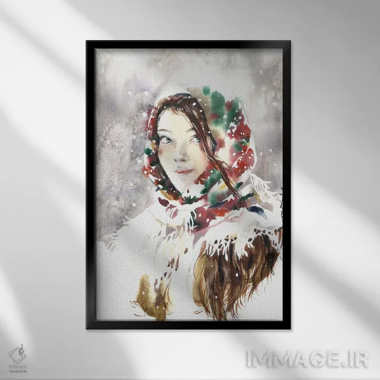 تابلو دکوراتیو زمستان روسیه اثر مارینا ایگناتووا - نمای قابدار مشکی