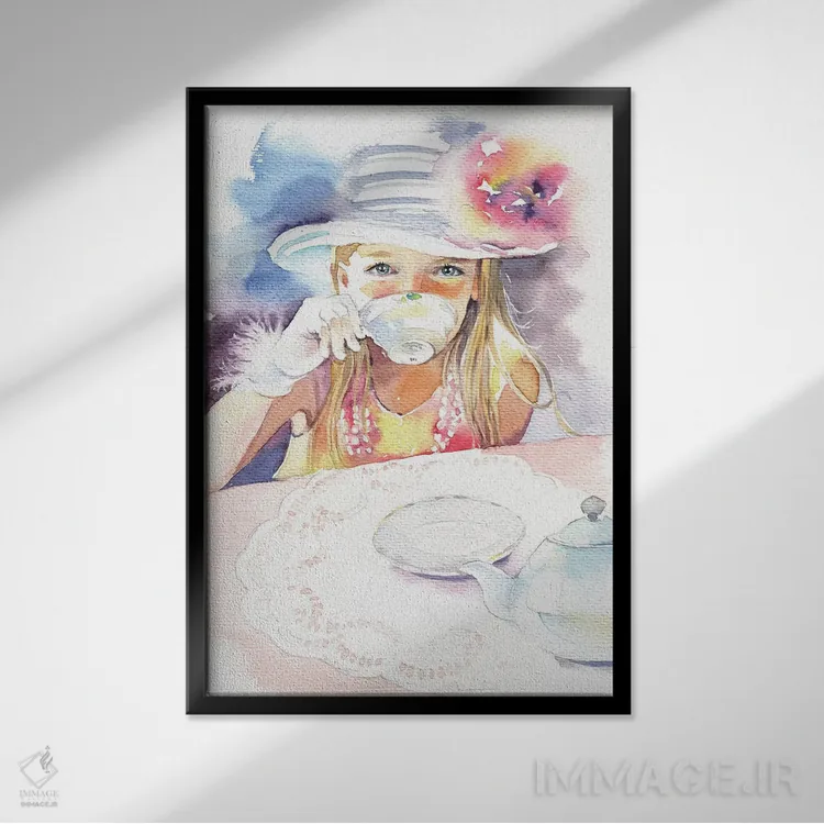 تابلو دکوراتیو مهمانی چای اثر مارینا ایگناتووا - نمای قابدار مشکی