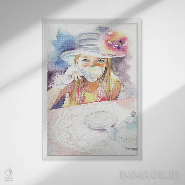 تابلو دکوراتیو مهمانی چای اثر مارینا ایگناتووا - نمای قابدار سفید