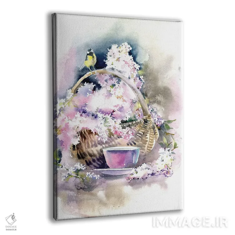 تابلو دکوراتیو سبد با یاس بنفش اثر مارینا ایگناتووا - نمای پرسپکتیو محصول