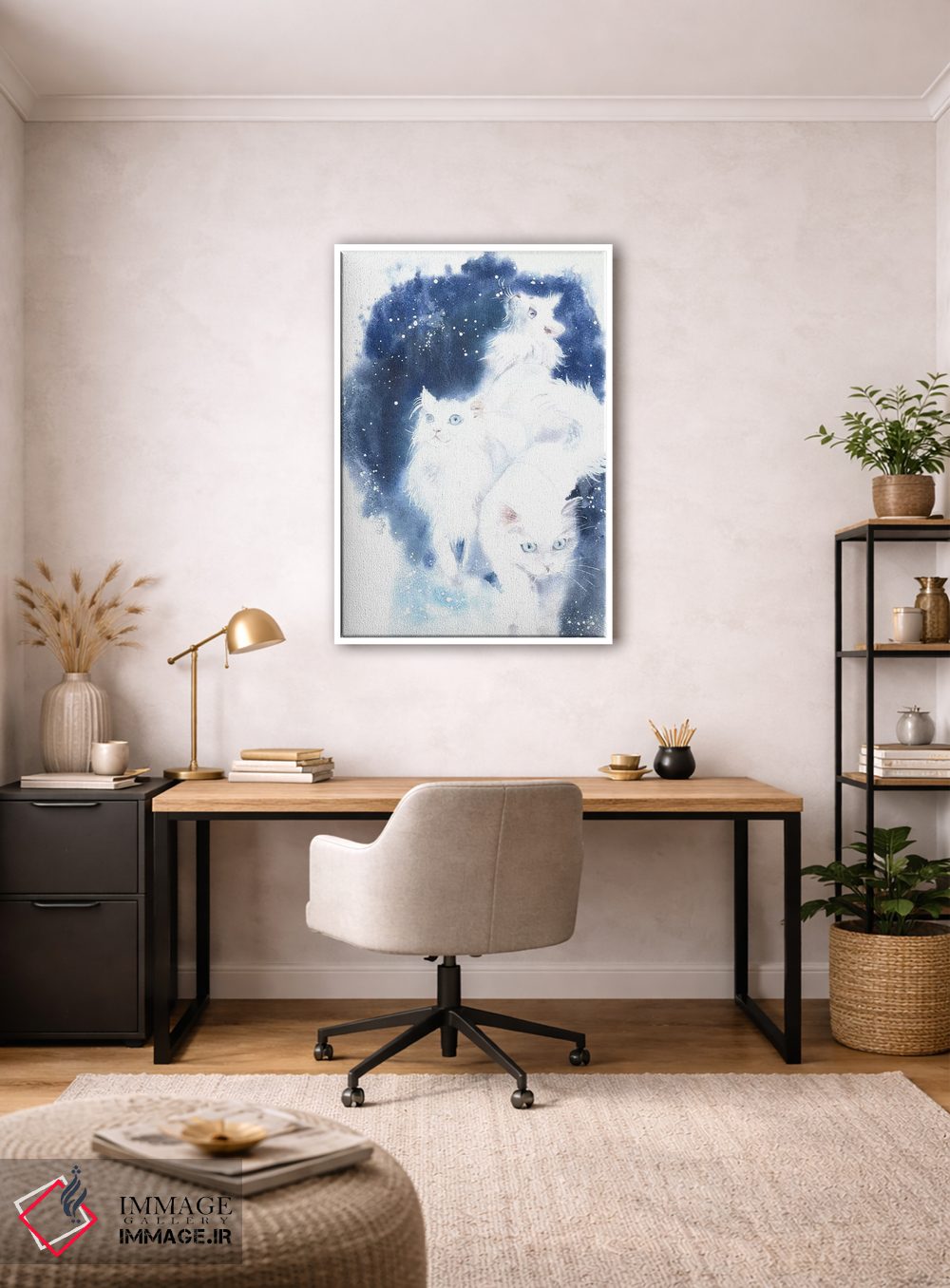 تابلو دکوراتیو گربه های سفید اثر مارینا ایگناتووا - D4W