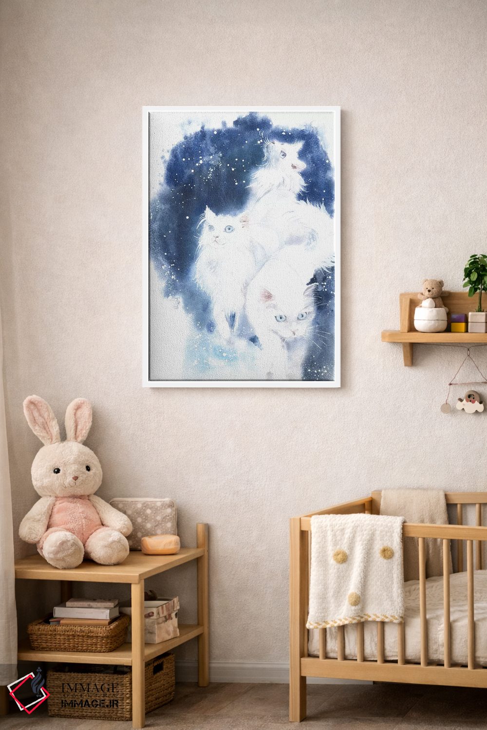 تابلو دکوراتیو گربه های سفید اثر مارینا ایگناتووا - D3W
