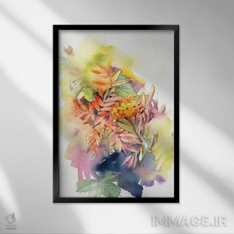 تابلو دکوراتیو درخت روآن I اثر مارینا ایگناتووا - نمای قابدار مشکی