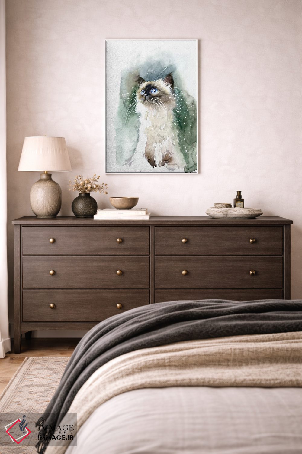 تابلو دکوراتیو بچه گربه با چشم های آبی اثر مارینا ایگناتووا - D2W