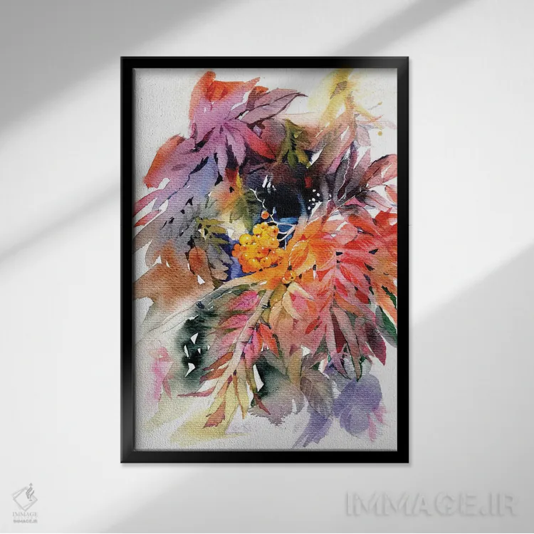 تابلو دکوراتیو درخت روآن II اثر مارینا ایگناتووا - نمای قابدار مشکی