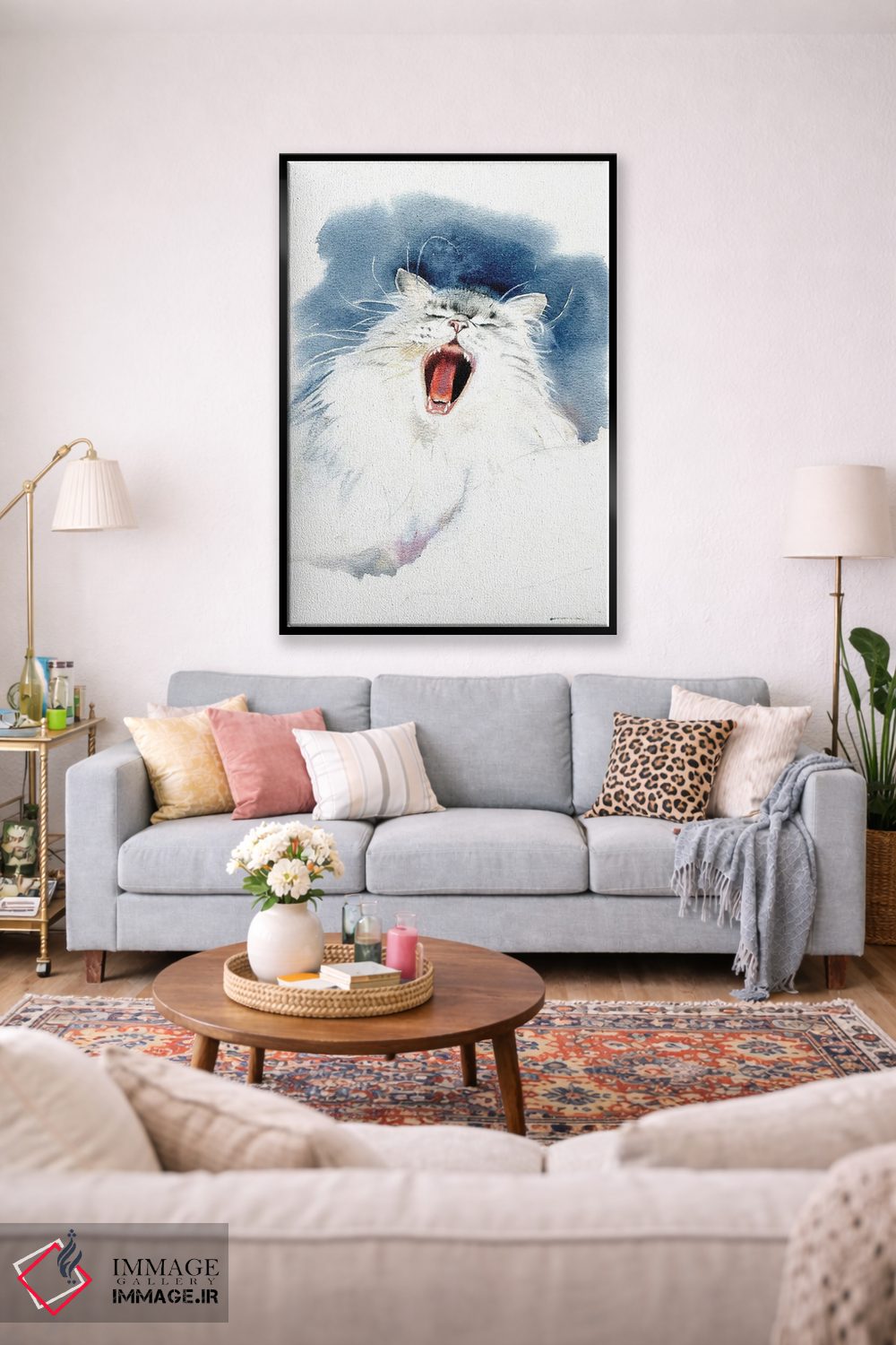 تابلو دکوراتیو گربه خمیازه کش اثر مارینا ایگناتووا - D1B