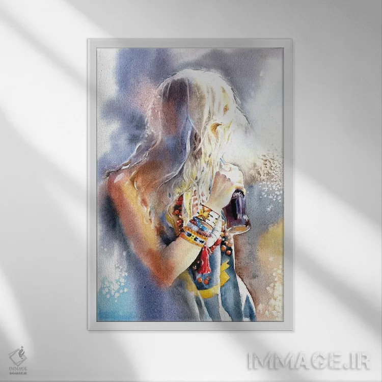 تابلو دکوراتیو نگاه به گذشته اثر مارینا ایگناتووا - نمای قابدار سفید