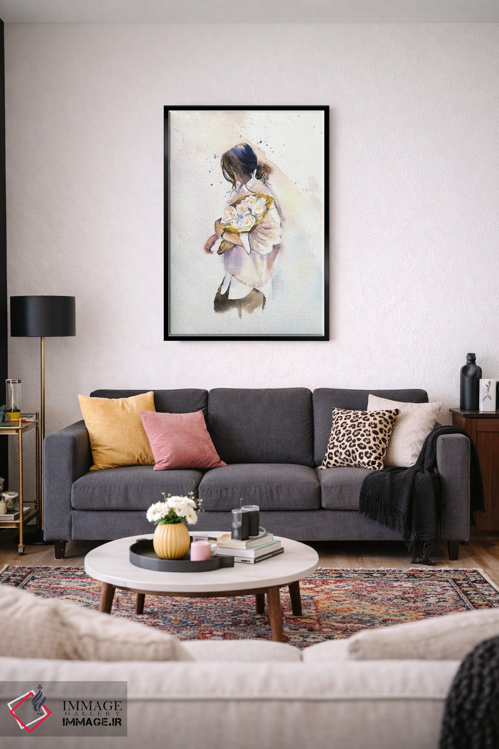 تابلو دکوراتیو دختر با گل ها اثر مارینا ایگناتووا - D1B