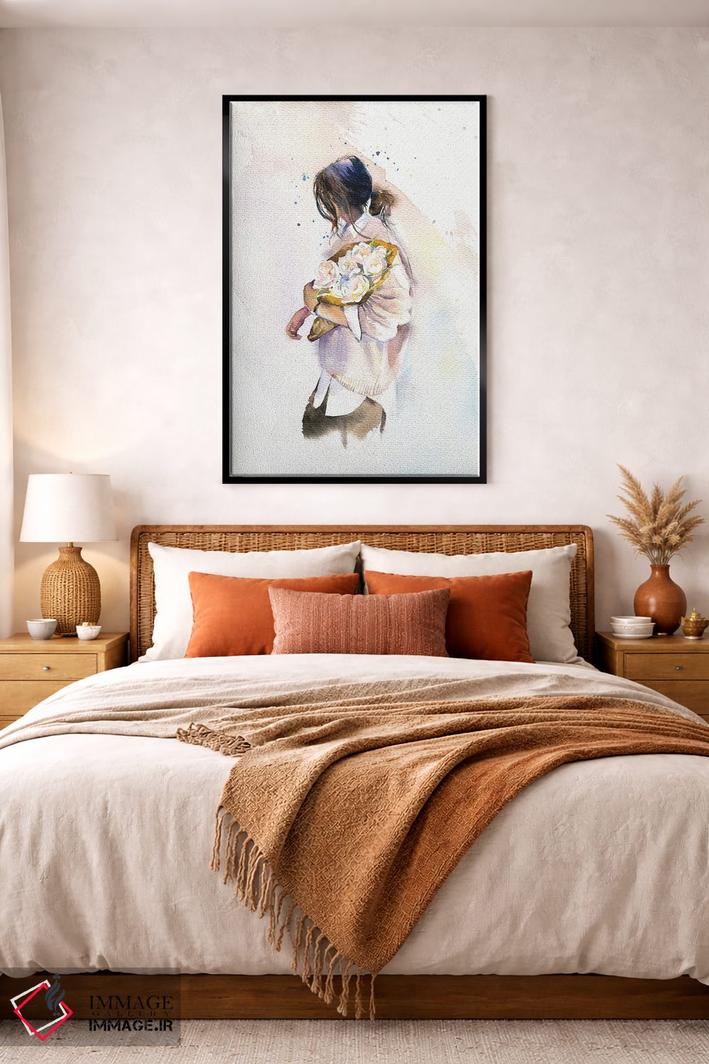 تابلو دکوراتیو دختر با گل ها اثر مارینا ایگناتووا - D2B