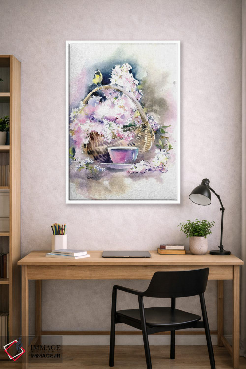 تابلو دکوراتیو سبد با یاس بنفش اثر مارینا ایگناتووا - D1W