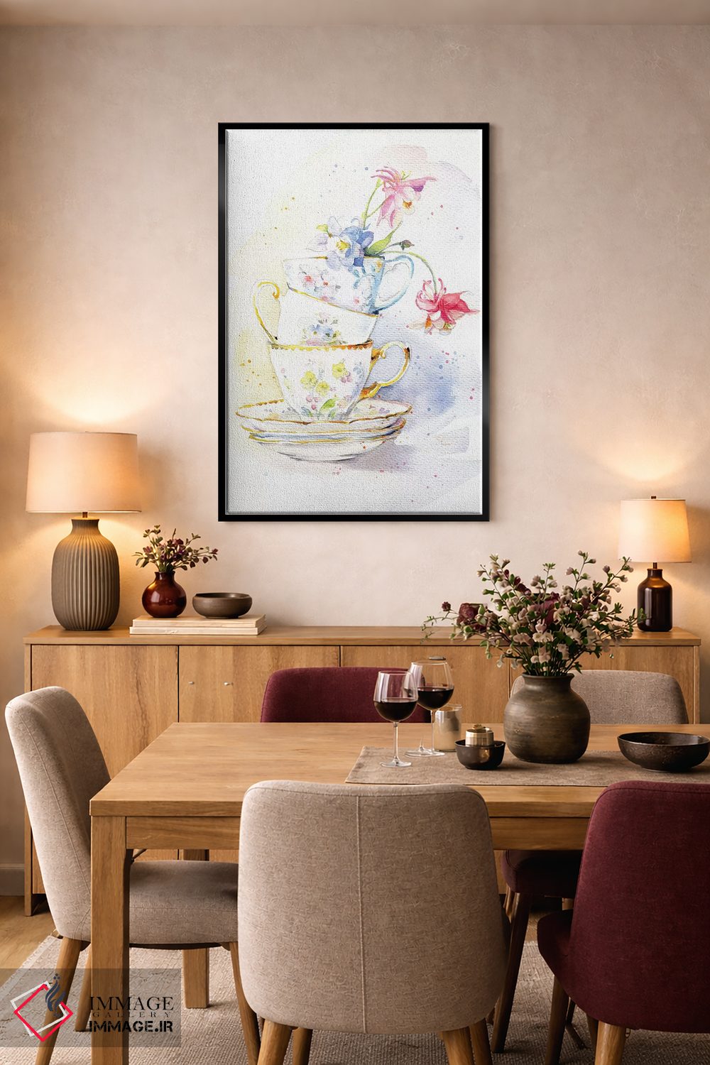 تابلو دکوراتیو ظروف چای اثر مارینا ایگناتووا - D5B