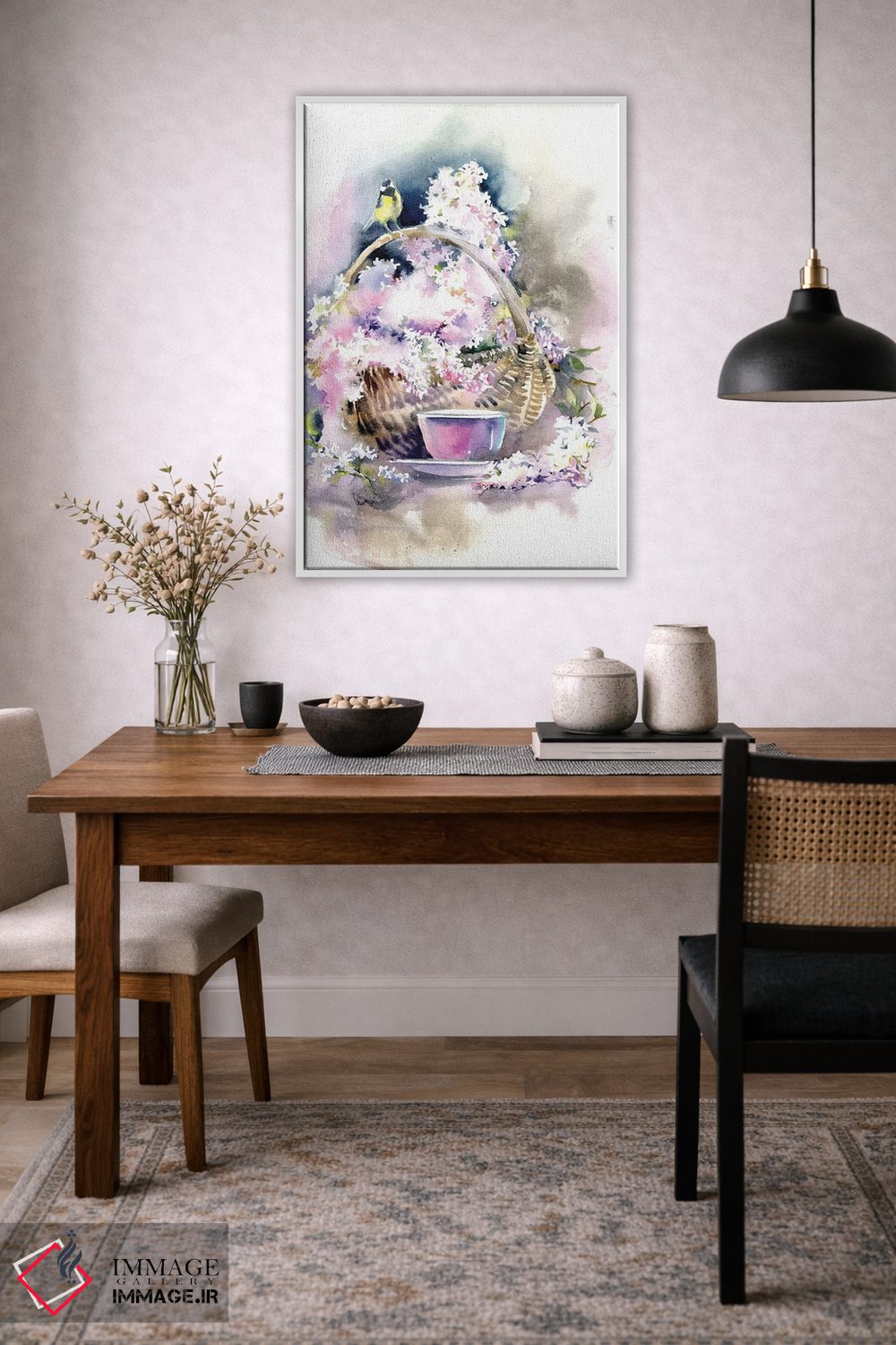 تابلو دکوراتیو سبد با یاس بنفش اثر مارینا ایگناتووا - D3W