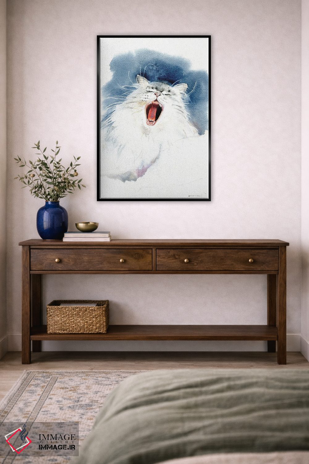 تابلو دکوراتیو گربه خمیازه کش اثر مارینا ایگناتووا - D6B