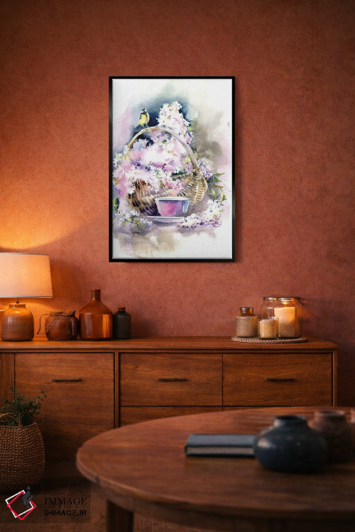 تابلو دکوراتیو سبد با یاس بنفش اثر مارینا ایگناتووا - D6B