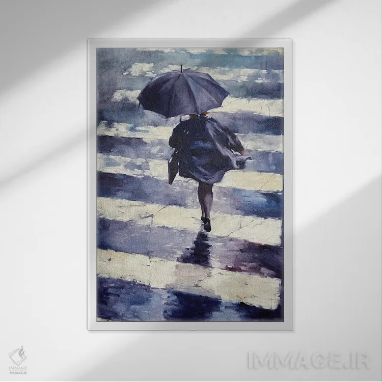 تابلو دکوراتیو شهر بارانی اثر ایگور شولمان - نمای قابدار سفید