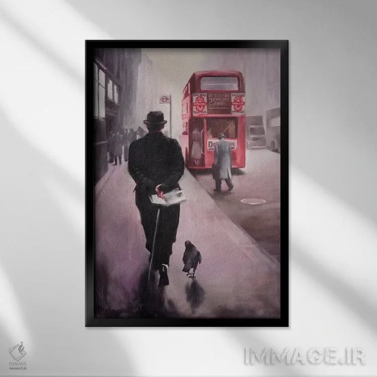 تابلو مدرن پیاده روی در لندن اثر ایگور شولمان - نمای قابدار مشکی