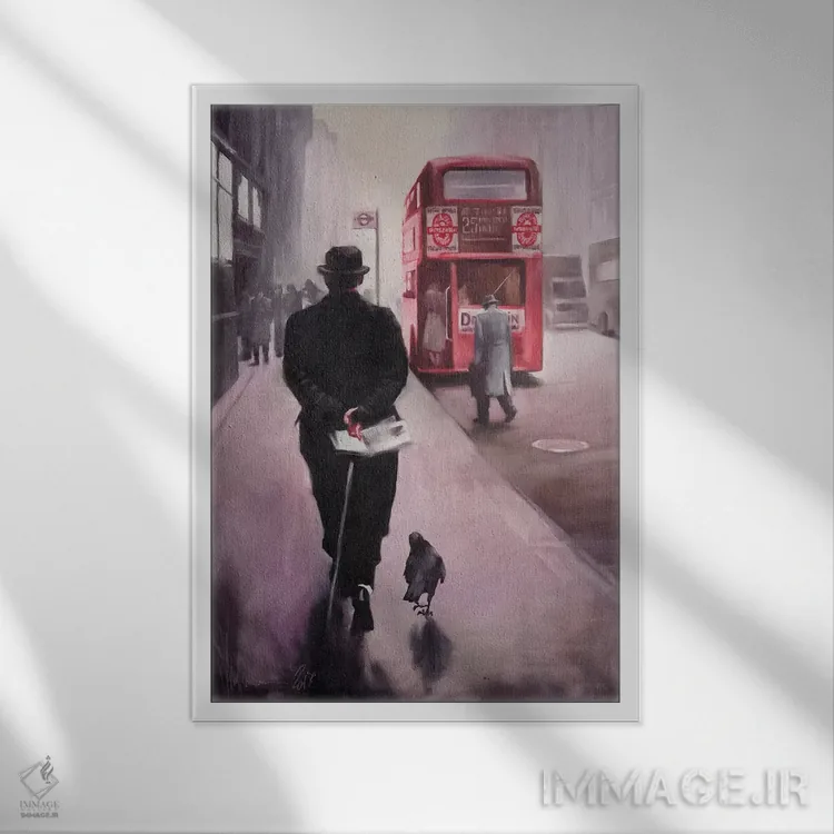 تابلو مدرن پیاده روی در لندن اثر ایگور شولمان - نمای قابدار سفید