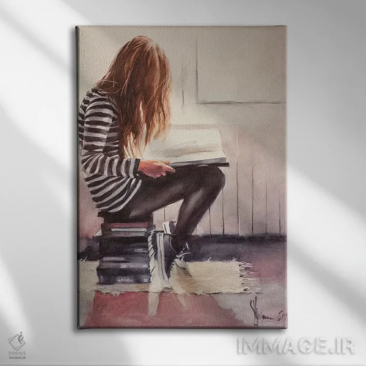 تابلو دکوراتیو عشق به خواندن اثر ایگور شولمان - نمای روبهرو روی دیوار