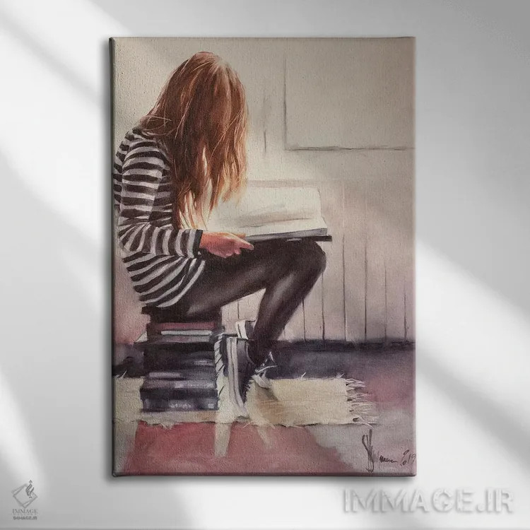 تابلو دکوراتیو عشق به خواندن اثر ایگور شولمان - نمای روبهرو روی دیوار