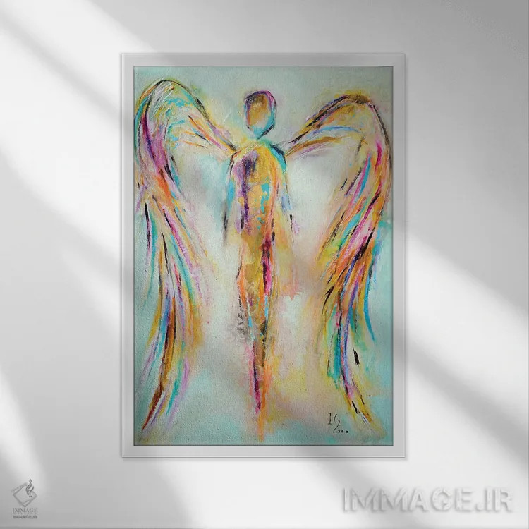 تابلو دکوراتیو فرشته در بهشت اثر ایوان گوادراما - نمای قابدار سفید