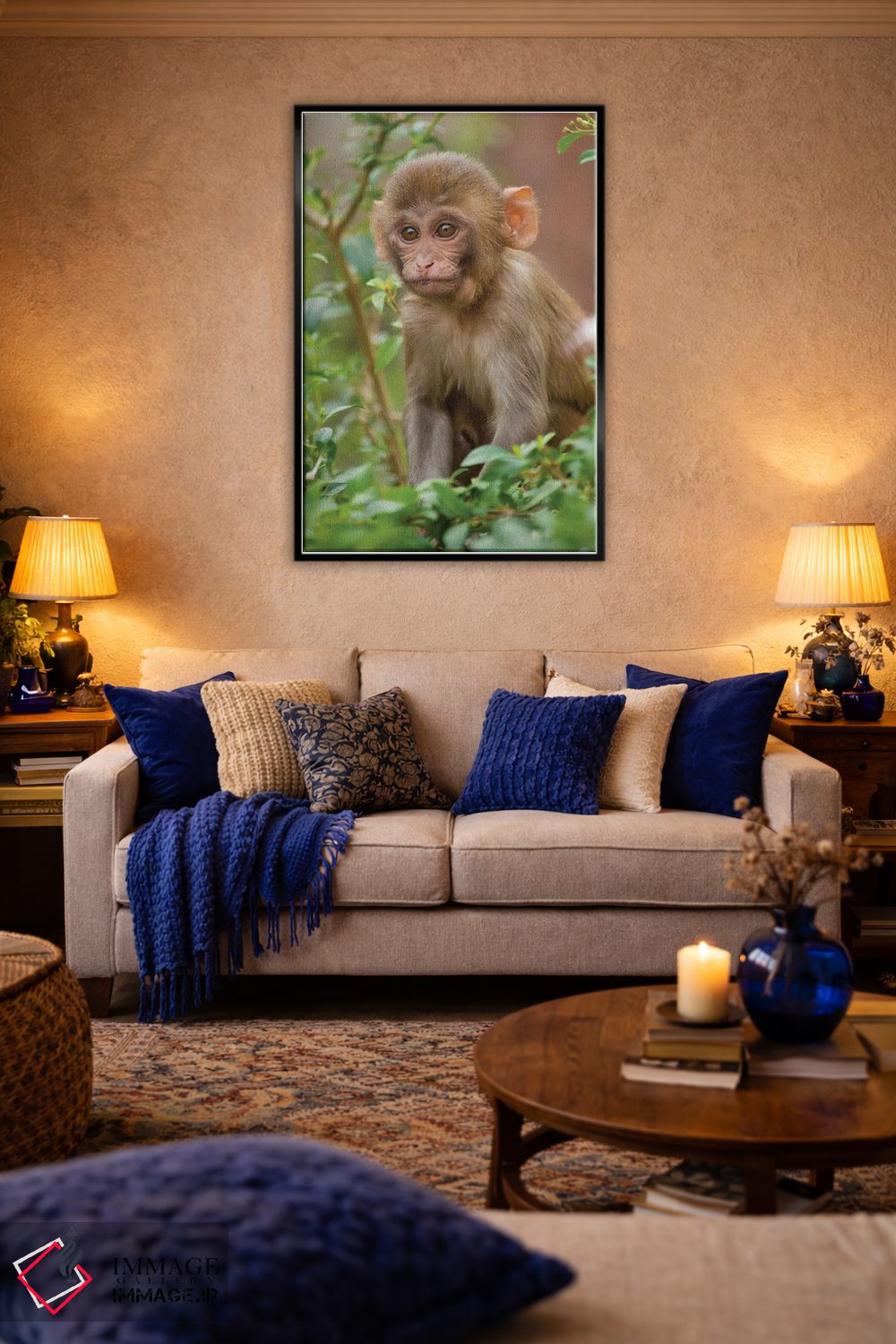 تابلو دکوراتیو Monkey Temple, Jaipur, Rajasthan, India,بچه میمون رزوس… اثر اینگر هوگستروم - D4B