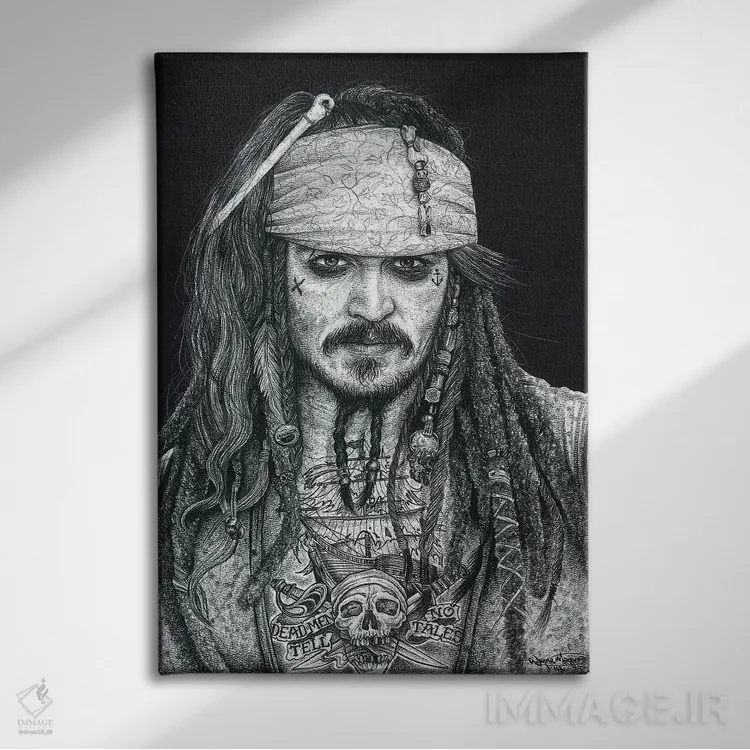 تابلو دکوراتیو کاپیتان جک اثر اینکد آیکونز - نمای روبهرو روی دیوار