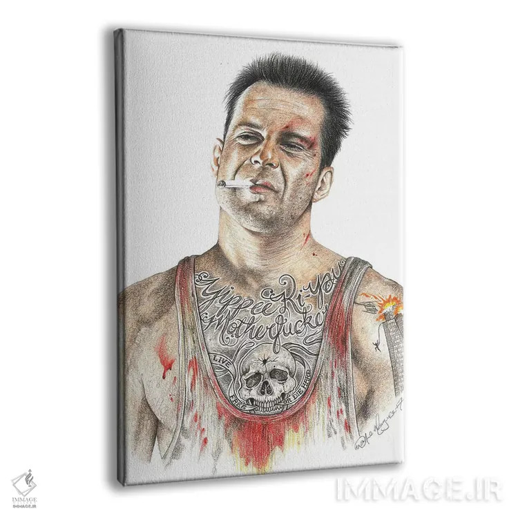 تابلو دکوراتیو جان سخت اثر اینکد آیکونز - نمای پرسپکتیو محصول