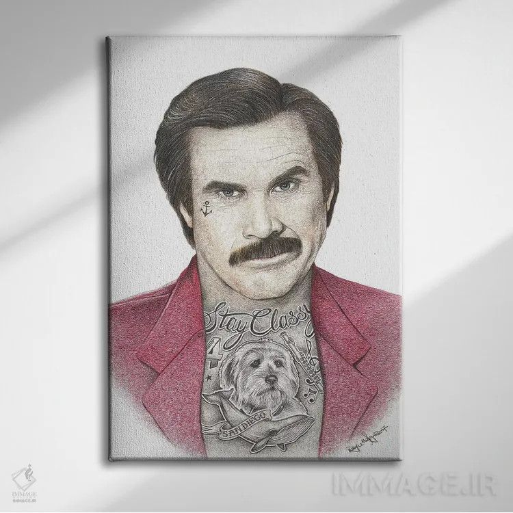 تابلو دکوراتیو گوینده اخبار اثر اینکد آیکونز - نمای روبهرو روی دیوار