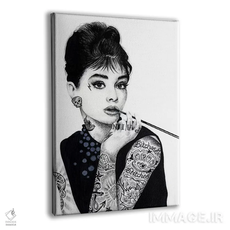 تابلو دکوراتیو آدری هپبورن اثر اینکد آیکونز - نمای پرسپکتیو محصول