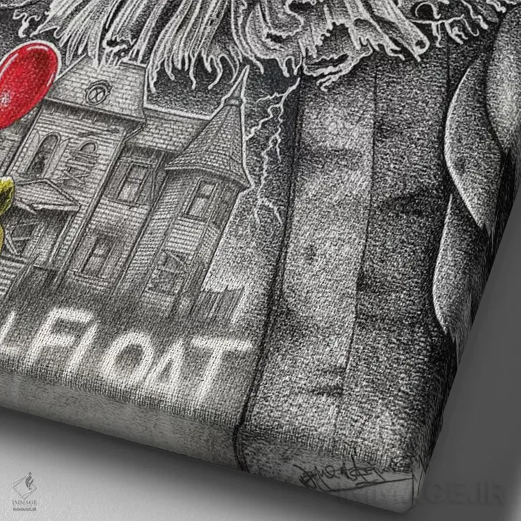 تابلو دکوراتیو آن روی سیاه اثر اینکد آیکونز - نمای نزدیک بافت بوم