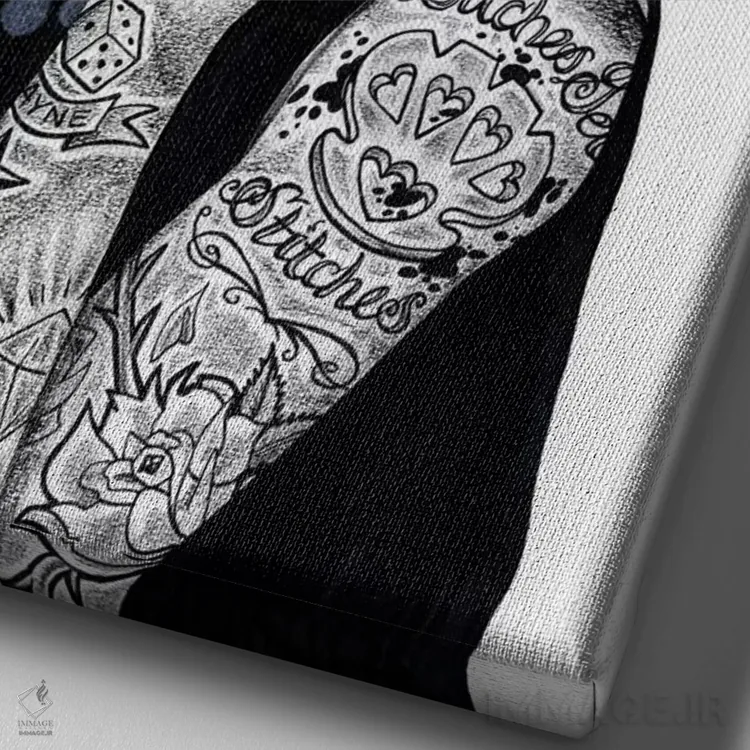 تابلو دکوراتیو آدری هپبورن اثر اینکد آیکونز - نمای نزدیک بافت بوم