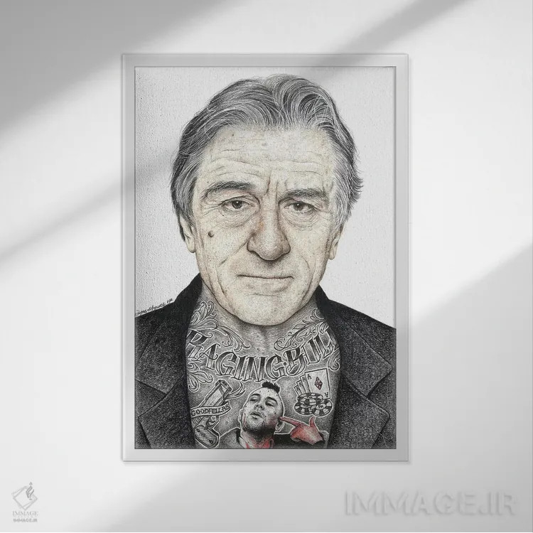 تابلو دکوراتیو دی نیرو اصلی اثر اینکد آیکونز - نمای قابدار سفید