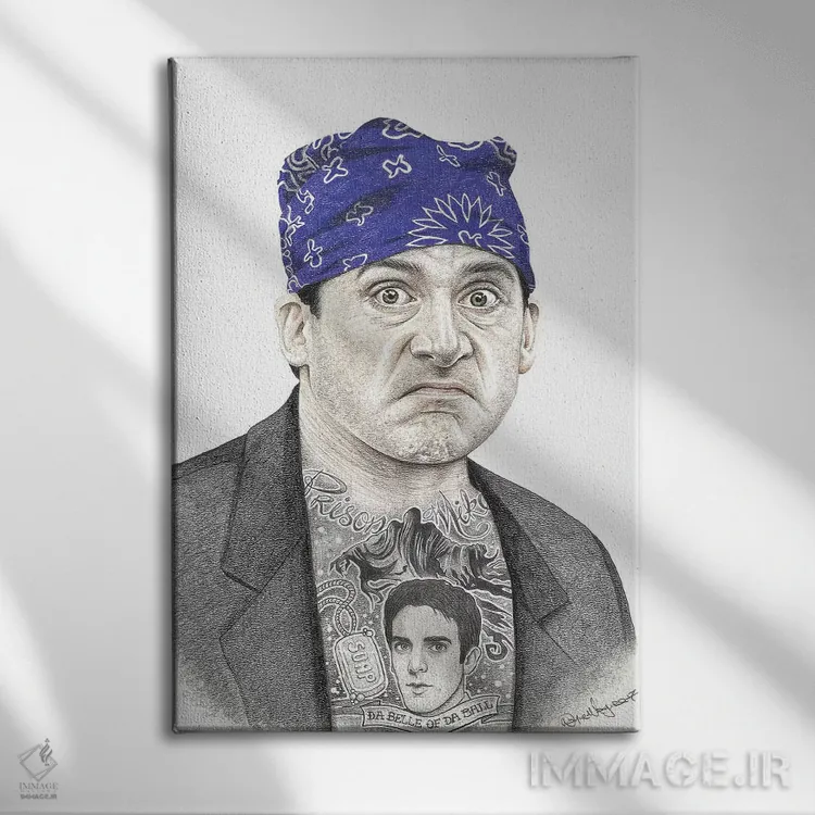 تابلو دکوراتیو مایک زندانی اثر اینکد آیکونز - نمای روبهرو روی دیوار