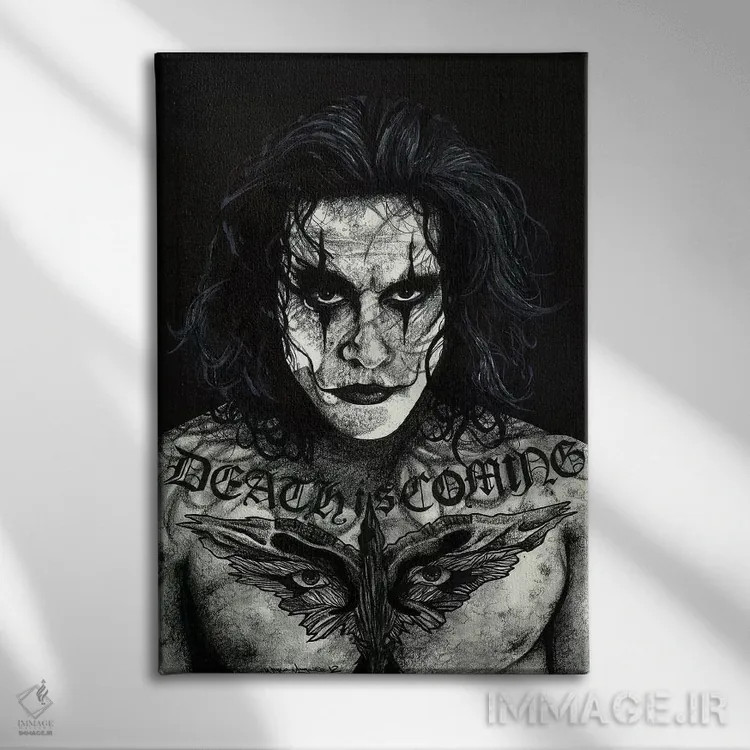 تابلو دکوراتیو کلاغ اثر اینکد آیکونز - نمای روبهرو روی دیوار