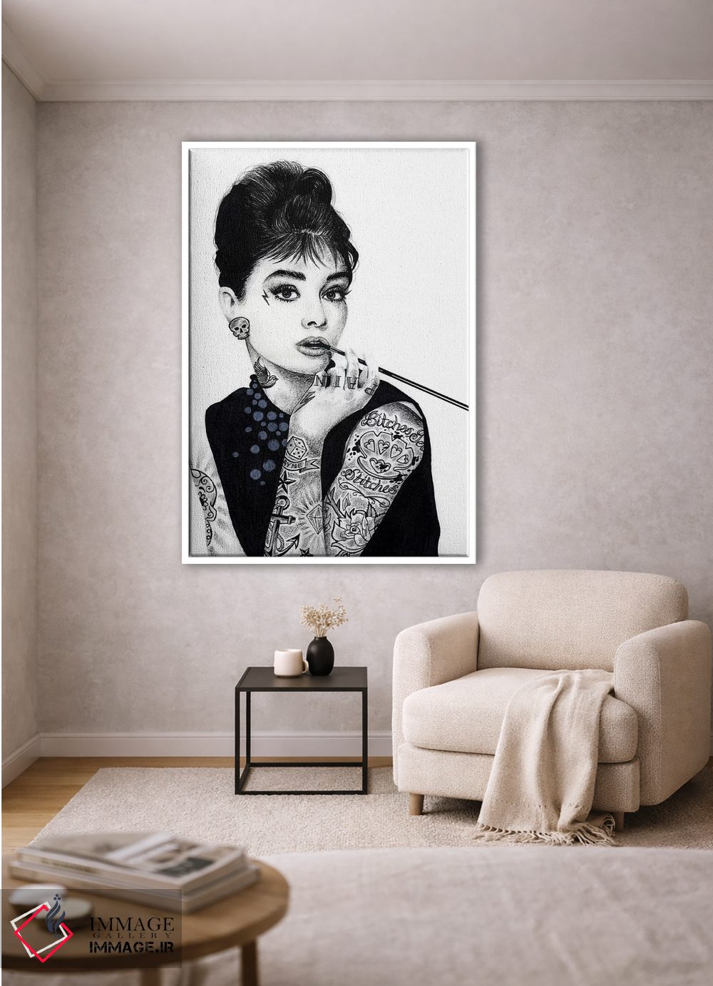 تابلو دکوراتیو آدری هپبورن اثر اینکد آیکونز - D1W