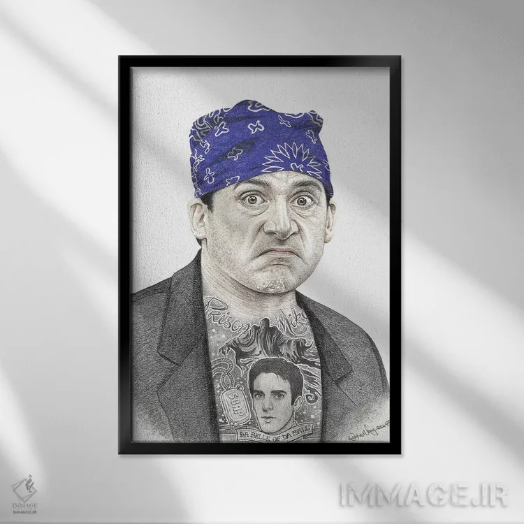 تابلو دکوراتیو مایک زندانی اثر اینکد آیکونز - نمای قابدار مشکی