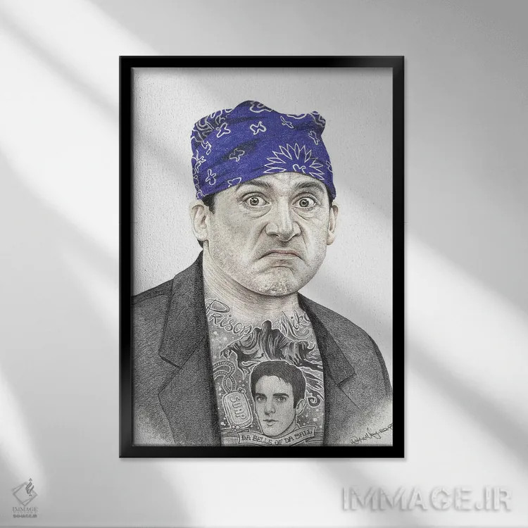 تابلو دکوراتیو مایک زندانی اثر اینکد آیکونز - نمای قابدار مشکی